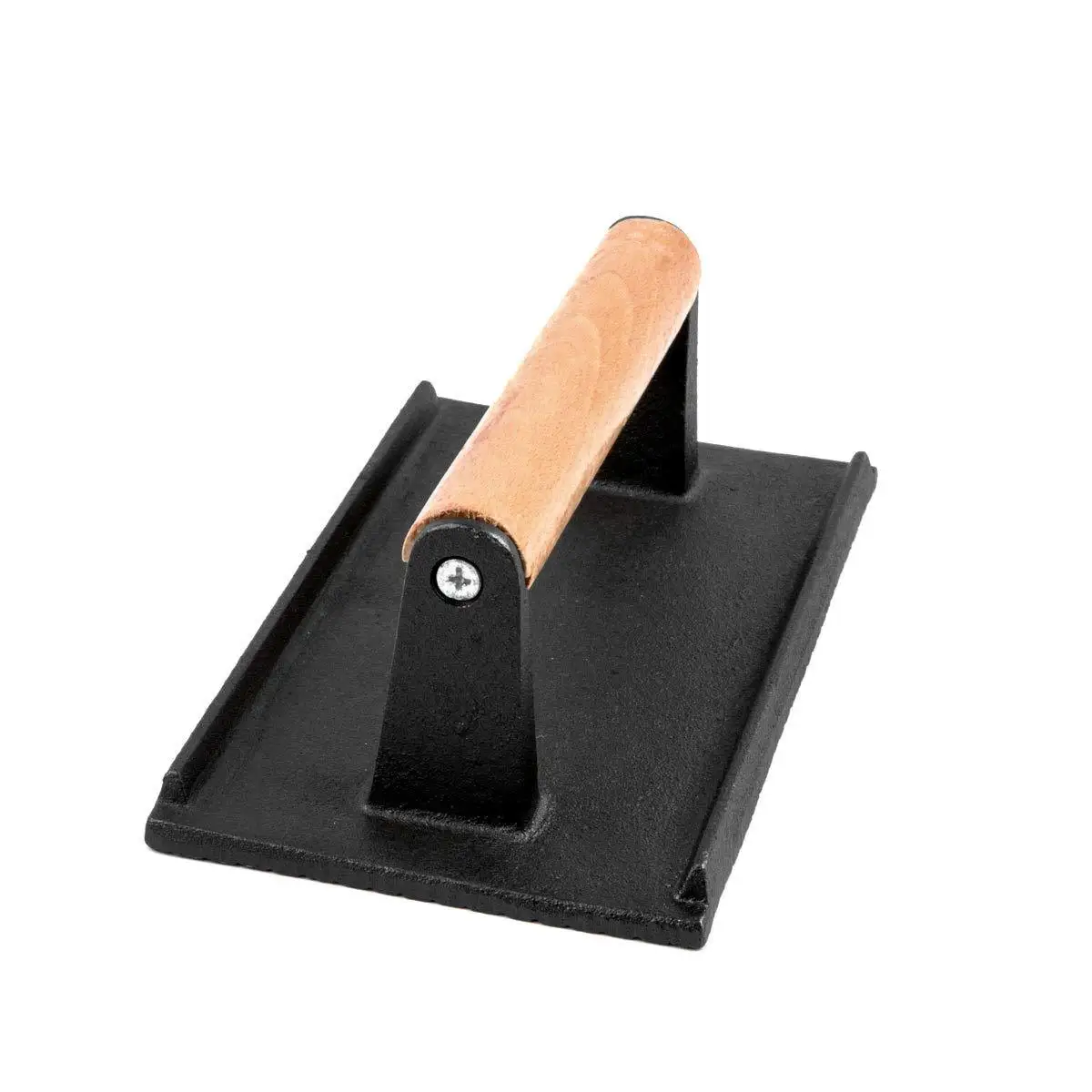 

9 Inches Cast Iron Grill Press, Steak Weight Bacon Press with Wood Handle Pre-Seasoned Rectangular Barbecue BBQ Hamburger