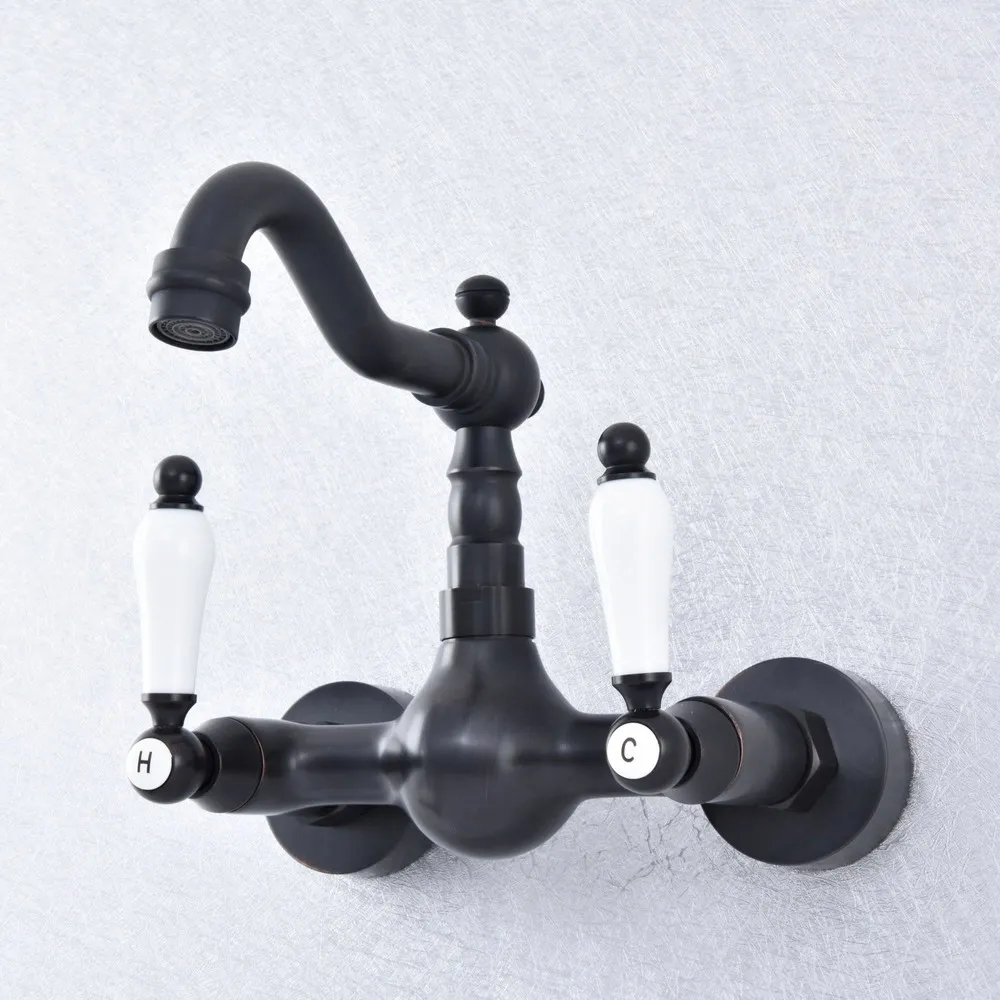 Латунный Смеситель для раковины в ванной и кухне с черным масляным напылением