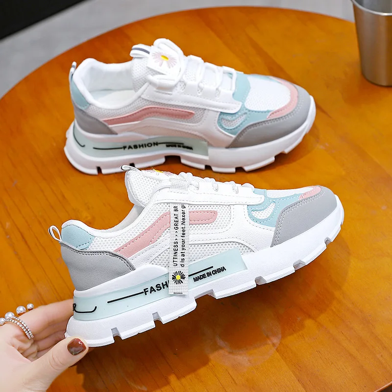 

Shoes For Women 2021 White Platform Shoes Breathable MeshBlack Casual Sports Footwear Beige Chunky Sneakers Woman Vulcanize Shoe