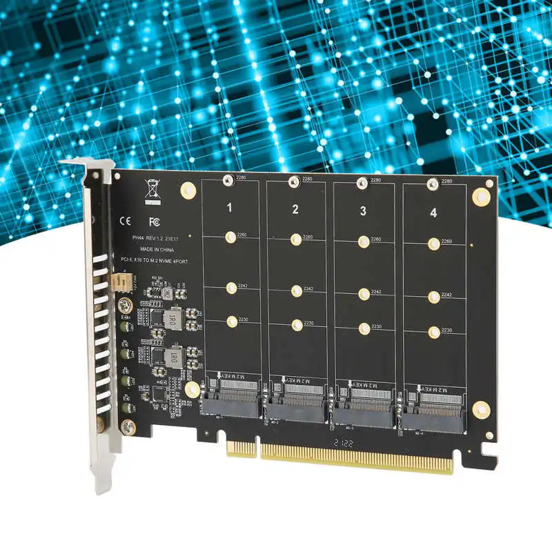Карта адаптера 4 порта M.2 NVMe SSD на PCIE X16 M Key жесткий диск конвертер считыватель