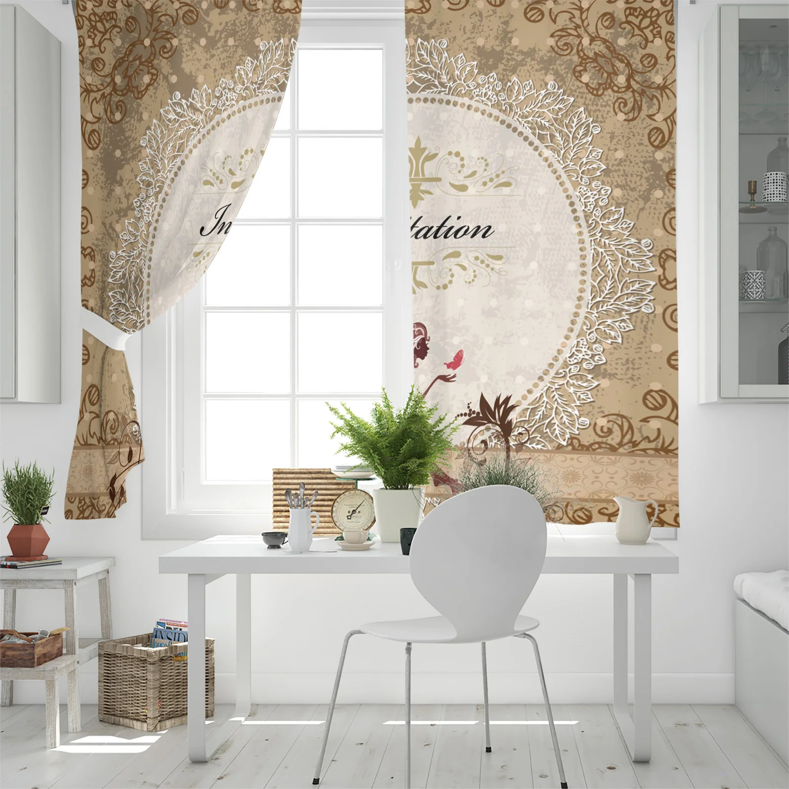 Шторы на окна в стиле ретро с бабочками и цветами для девочек занавески гостиной