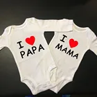 Боди с длинным рукавом I love Papa Mama, для новорожденных, хлопок, ползунки Детский комбинезон