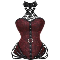 steampunk corset gothic steel boned zipper overbust bustier steel boned women slimming body tops plus size sexy halter corsets