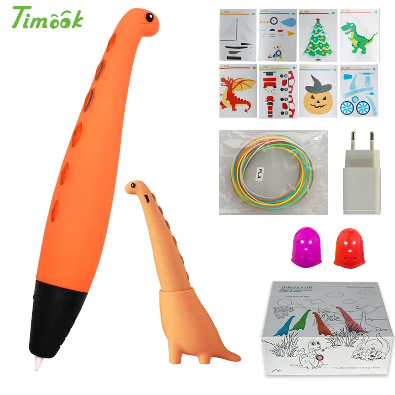 Only pen Orange Милая 3d Ручка dinosa, 3d ручки с PLA нитью, 3d модель, креативная ручка для дудлера, детский подарок, 3d Рисунок, pen-3d, ручка для печати - Цвет: Only pen Orange