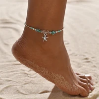 yada silver color starfish anklets for women foot handmade starfish ankle barefoot sandals tassel bracelet ankle female at200063