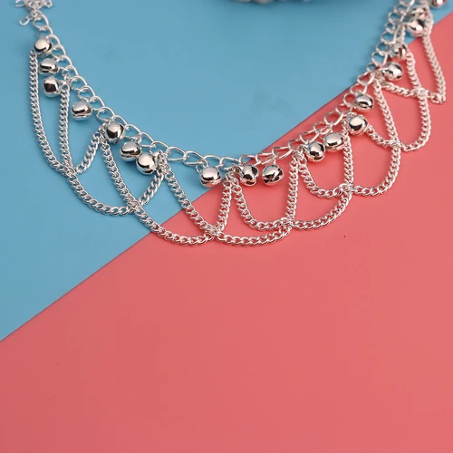 

Bohemian Multi Layered Anklet Silver Color Flower Beads Ankle Charm Bracelet For Women Fashion Jewelry Accessories 22cm long