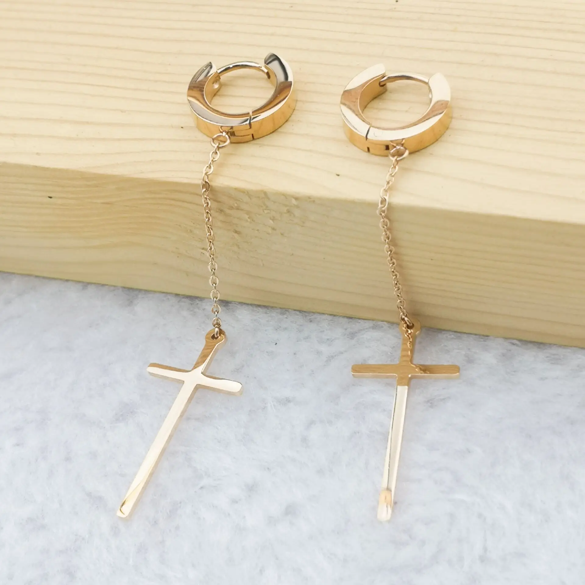 

Hot Sell Fashion Stainless Steel Golden Color Earrings Jewelry New For Women