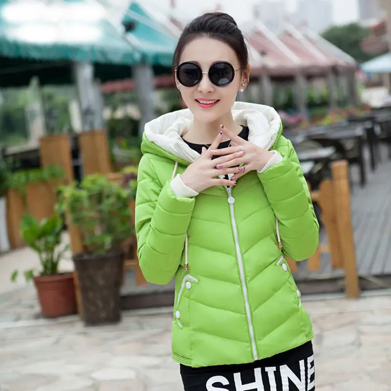 Winter Jacket Women 2021 New Korean Style Short Slim Hooded Padded Jacket Coat Woman