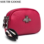 Женский кошелек из натуральной кожи с двойной молнией, мини-кошелек из натуральной кожи