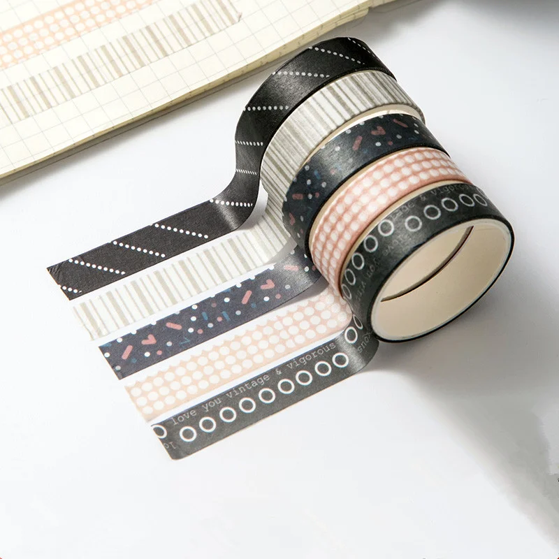 

5Roll Цвет плед ленты японском стиле Изоляционная Лента Скрапбукинг Washi ленту наклейки альбом, ежедневник клей стационарный