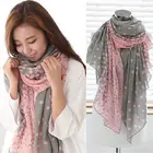 Горячая Распродажа, женский шарф, Осенний теплый мягкий длинный шарф с вуалью, большой палантин, шарф в розовый и серый горошек