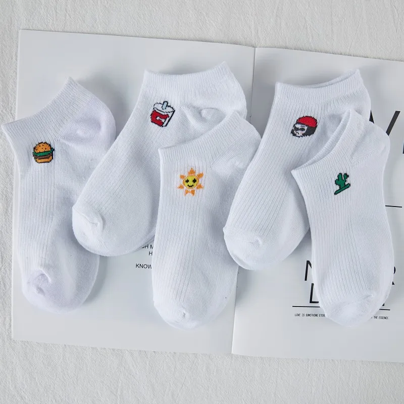 Модные хлопковые Женские однотонные Короткие Носки с рисунком удобные короткие