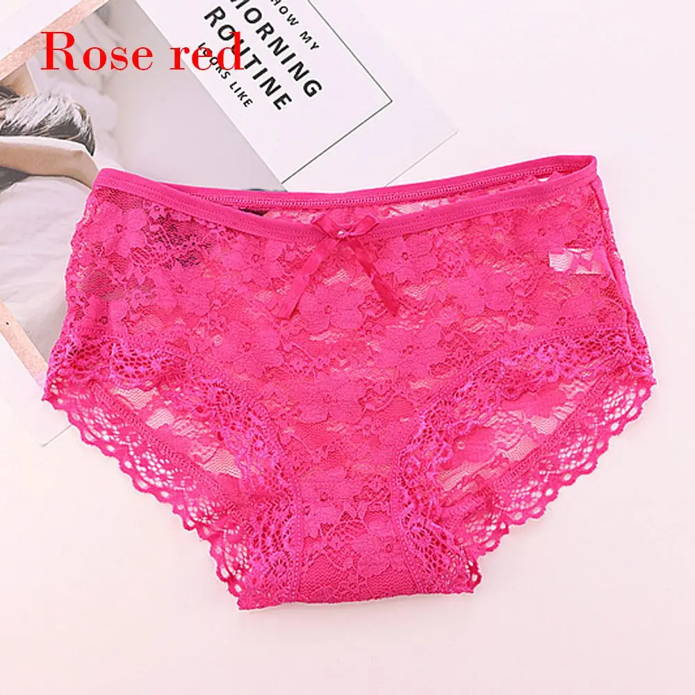 rose red Стиль Для Женщин Трусики Трусы-стринги сексуальные трусики Красота кружевные открытые стринги белье, трусики на подгузник, сексуальное нижнее белье - Цвет: rose red