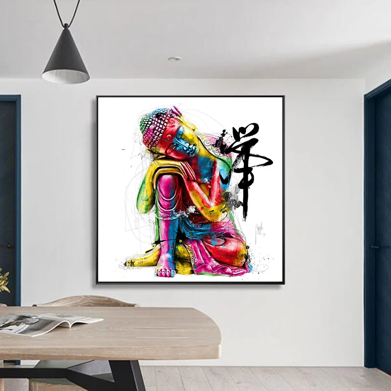 

Modern Abstract Colorful Buddhism Wall Art Canvas Painting Prints and Pictures Poster Home for Living Room Temple Decoration