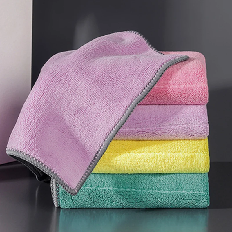 

5pcs Kitchen Dish Towel Household Cleaning Coral Fleece Wipes Non-stick Oil Floor Rags Bowl Wiping Towel Kichen Tool Cloth