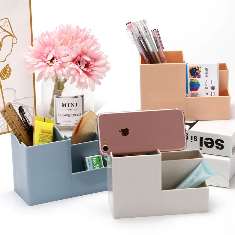 

Multi-functional Desktop Stationery Organizer Creative Pen Holder Desktop Remote Control Pencil Makeups Storage Box