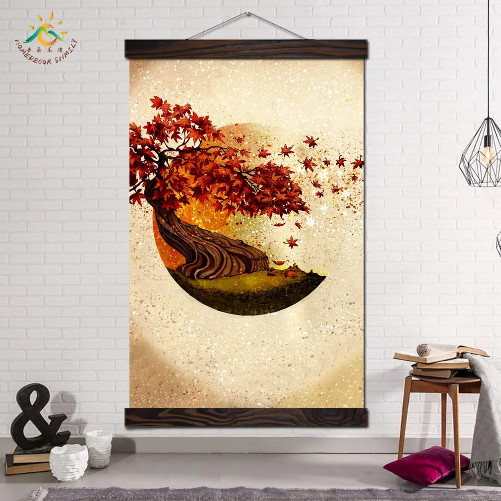 Японский абстрактный клен современное искусство настенная живопись винтажный