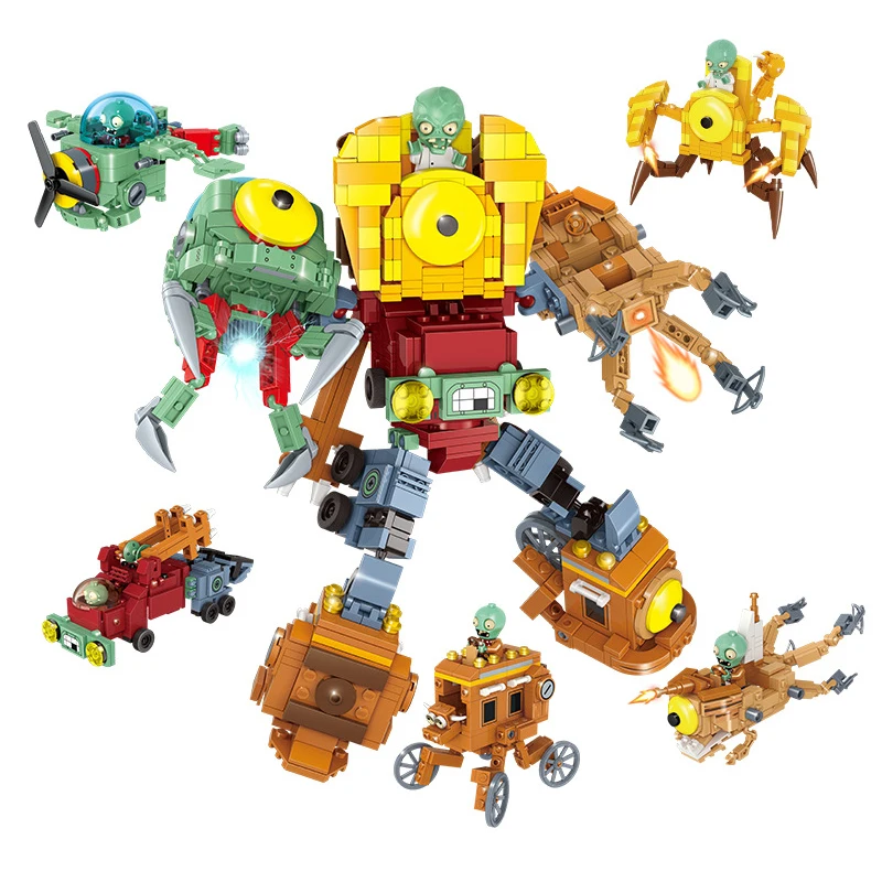 Робот-конструктор с растениями против зомби строительные блоки семейная кукла