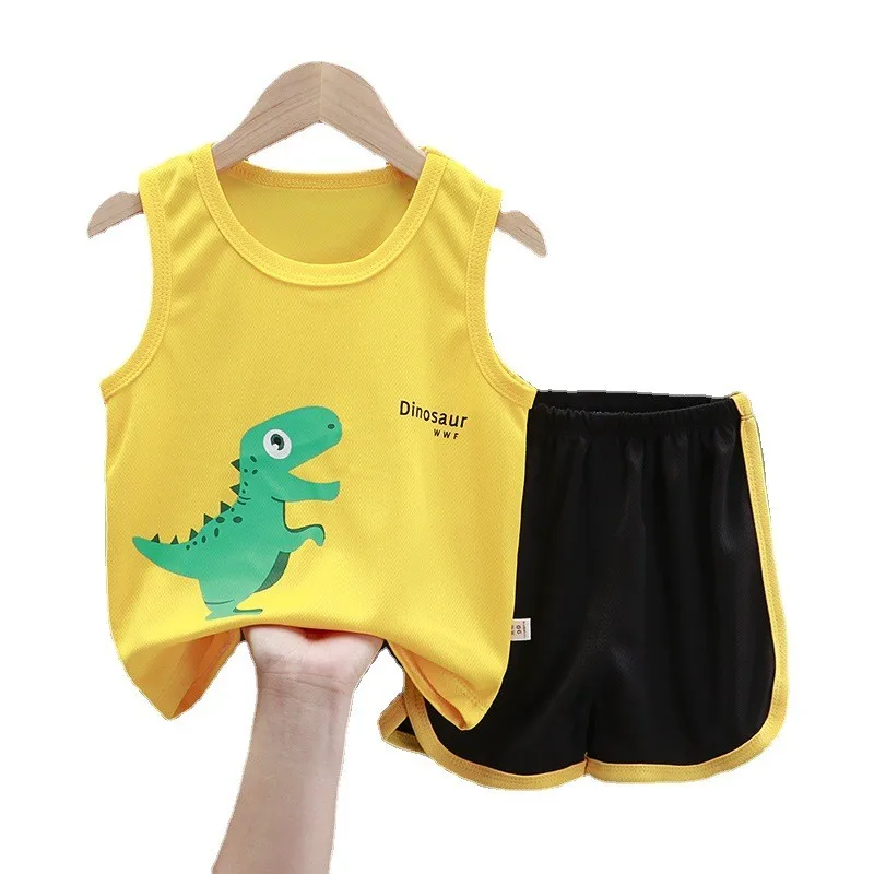 Детский Быстросохнущий Спортивный костюм летняя детская одежда топ без рукавов