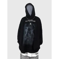 dark graffiti hooded sweater mens high street hip hop couple top hoodie harajuku emo y2k hoodie alternative clothing streetwear