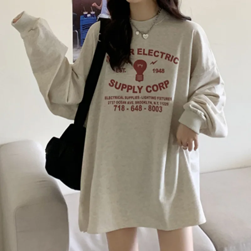 

Salt Department Round Neck Long Sleeve Sweater Women's Spring Autumn Thin 2021 New Loose Korean Medium and Long Top