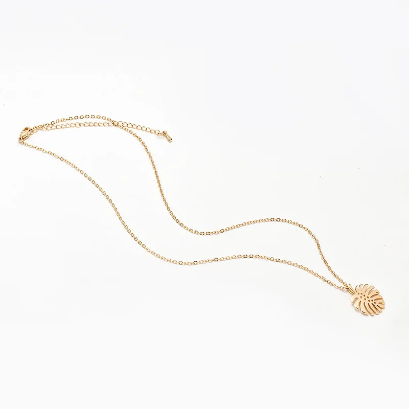 Женское ожерелье с подвеской в виде пальмовых листьев из нержавеющей стали