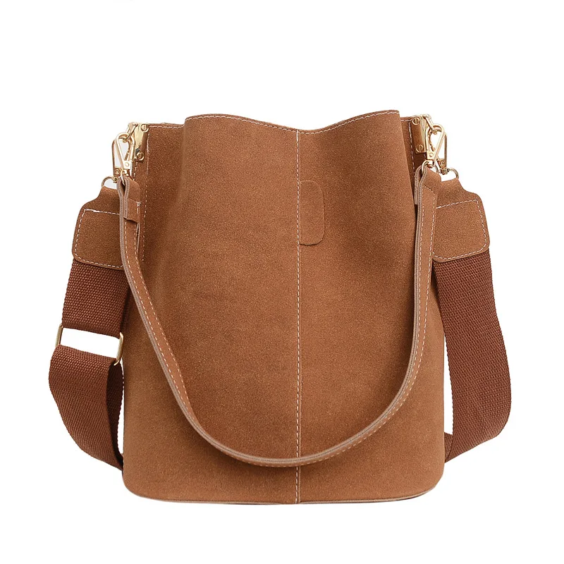 

New trendy large-capacity bucket bag female 2021 frosted wild fashion retro broadband one-shoulder messenger bag