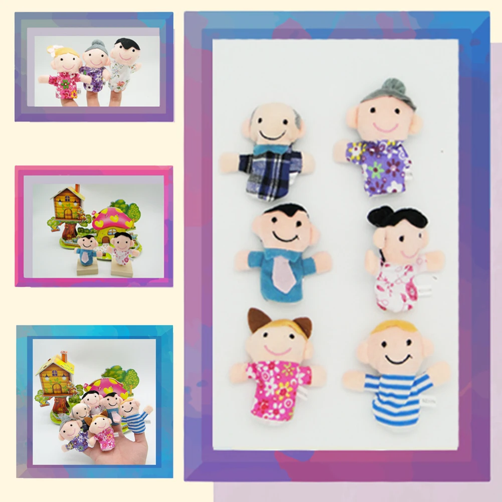 6Pcs/Lot Lovely Plush Finger Puppets Family Cloth Doll Baby Educational Hand Cartoon Toys | Игрушки и хобби
