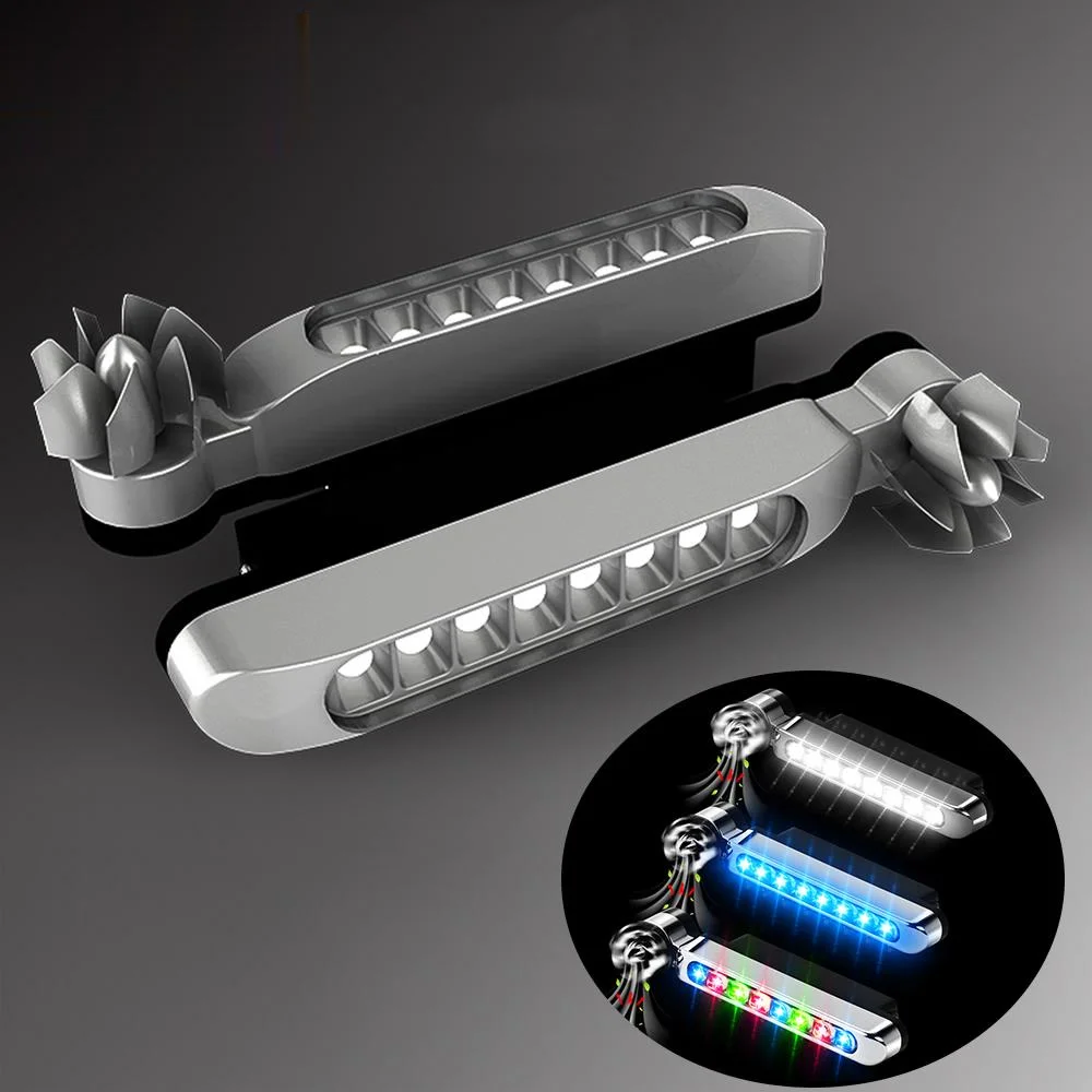 

2X Wind Powered Car DayTime Running Lights 8LED Rotation Fan Daylight No Need External Power Supply Auto Decorative Lamp DRL Led