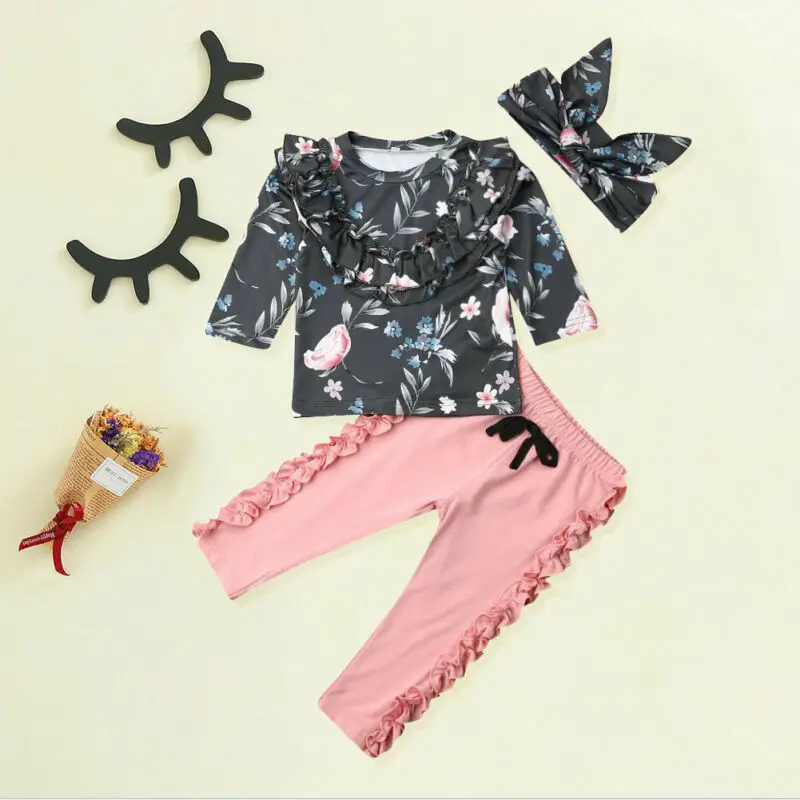 Осенний комплект из 3 предметов для новорожденных девочек детские топы с