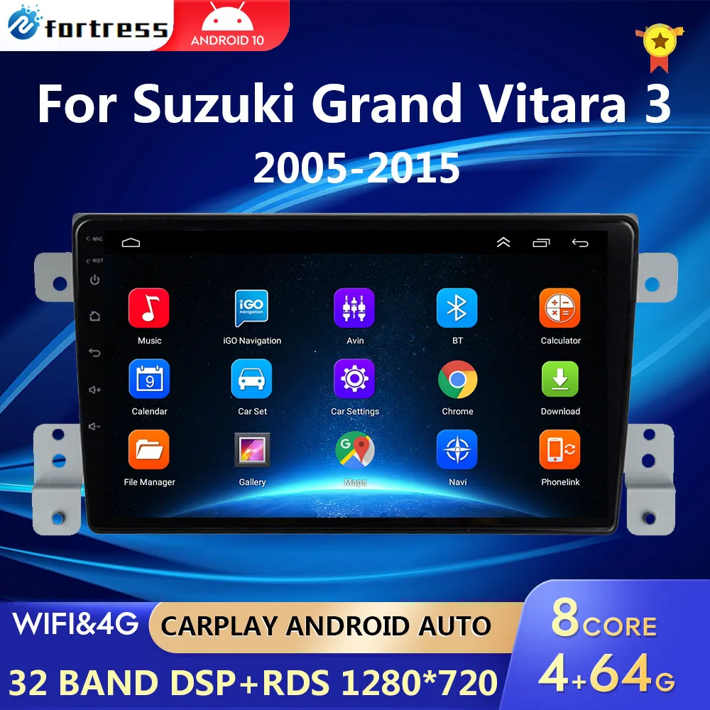 Автомагнитола на Android 10 для Suzuki Grand Vitara 3 2005 2012 2013 2014 2015 мультимедийный