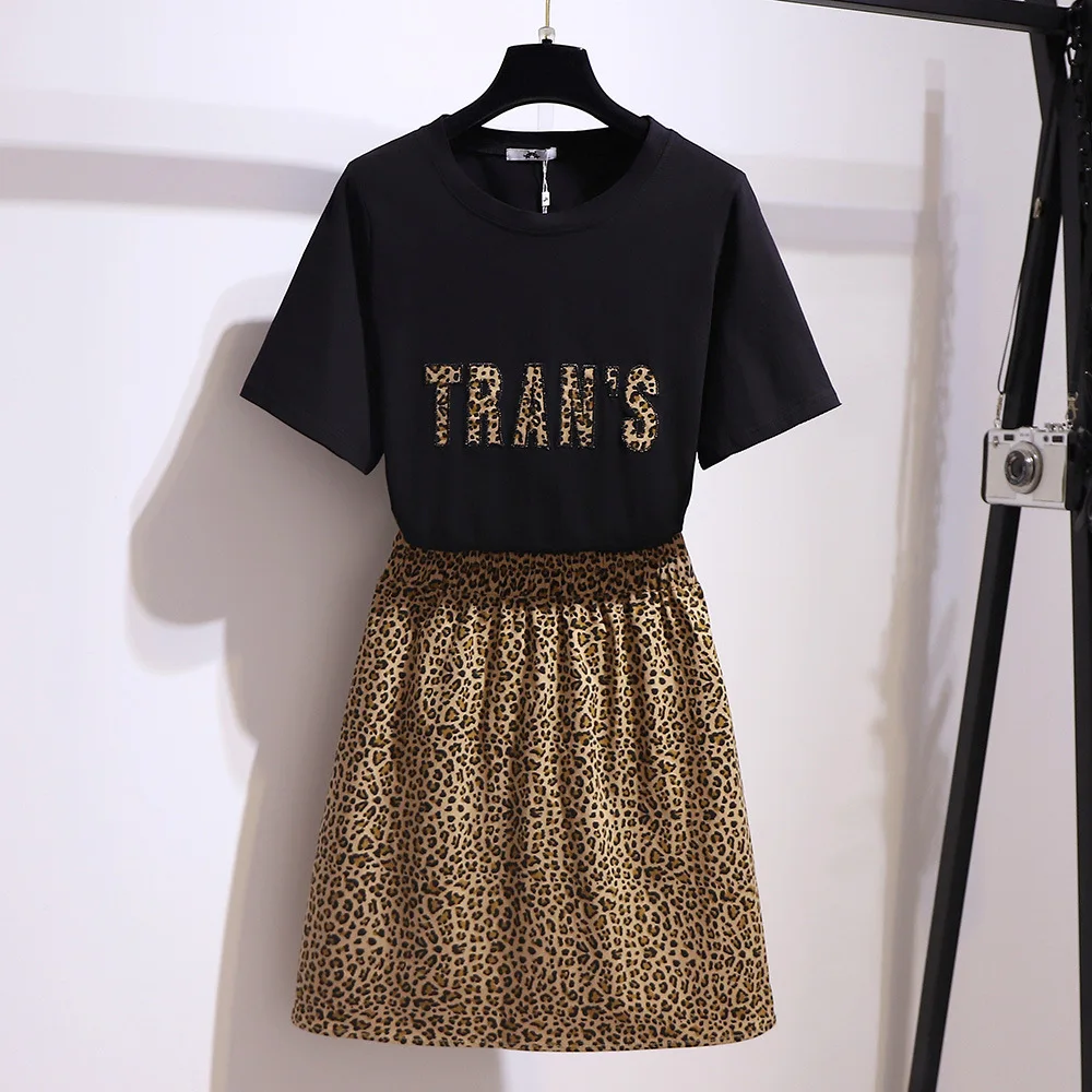 

Plus Size Summer Femme T-shirts Leopard Short Sleeve Harajuku Loose Black Tees Shirt Streetwear Gothic Women Clothing Tops FY