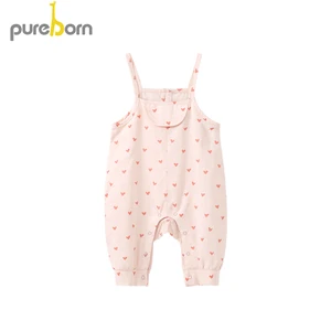 Комбинезон для маленьких девочек Pureborn, хлопковый комбинезон с подтяжками ярких цветов для маленьких девочек