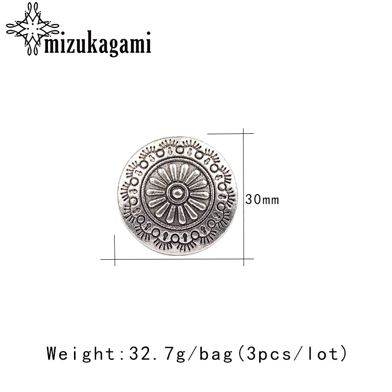 Круглые декоративные пуговицы подвески из цинкового сплава 3 шт./лот 30 мм|charm