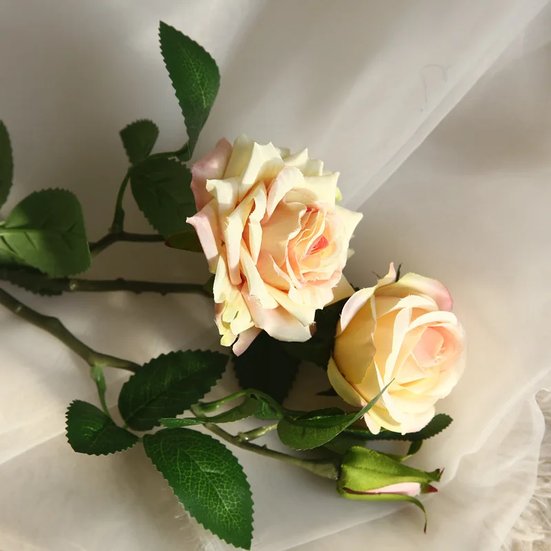 

5Pcs Wall Wedding Decor Silk Wreath for Home Accessories 3Heads Fake Roses Flower Decorations