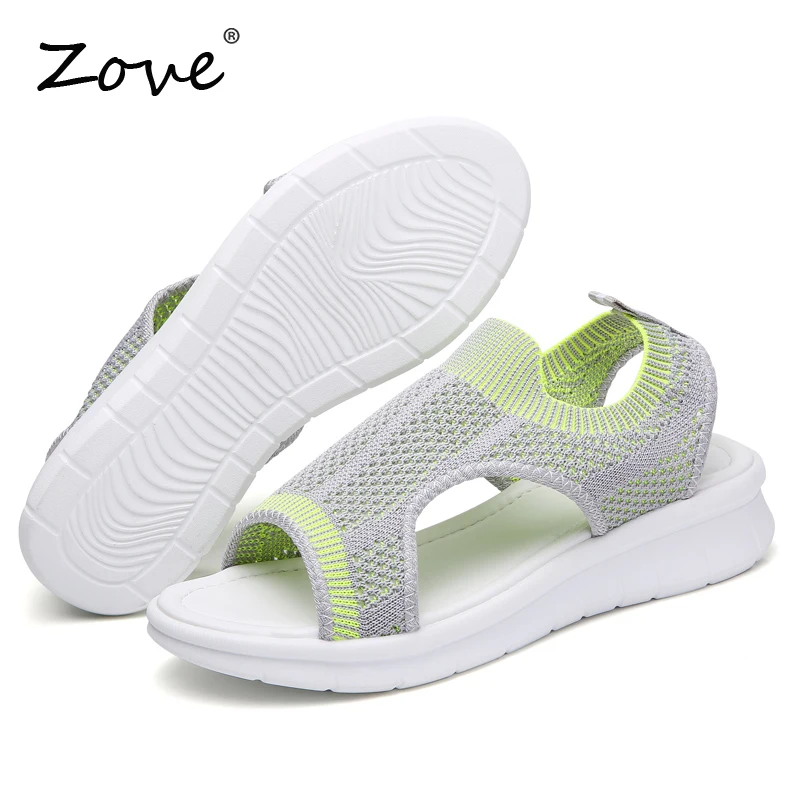 ZOVE Women Flat Sandals 2019 Summer Casual Mesh Outdoor Sandlas Fashion Slingback Slip On Ladies Chic Travel Shoe Beach | Обувь