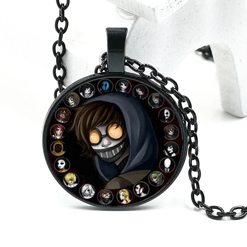 Ожерелье с подвеской Джефф убийца 3 цвета выпуклое круглое ожерелье из стекла
