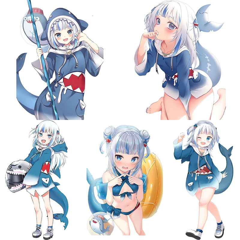 Three Ratels CA78 Мультяшные автомобильные наклейки для Gawr Gura nime виниловые наклейки на стену ноутбук автомобильные аксессуары JDM окно багажник бампер