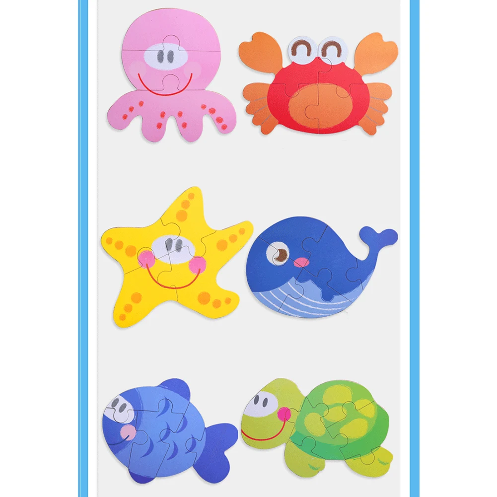 

6 In 1 Montessori Jigsaw Toy Wooden Animal With Storage Box Training Funny Toddlers For Kids Learning Birthday Gift Educational