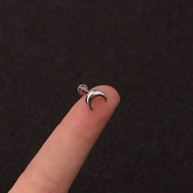 

2021 New Silver Color Stainless Steel Ear Cartilage Helix Screw Back Earring Stud Tragus Rook Conch Piercing Jewelry