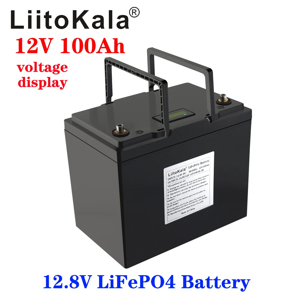 

LiitoKala 12V 100AH lifepo4 battery with 100A BMS 4S 12.8V for 1200W backup power inverter RV boat MPPT Solar AGV