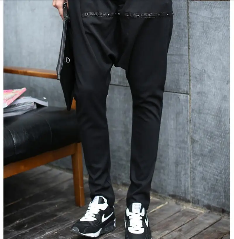 

Clothing Lager Size Free Shopping Stylist Stage Loading Tide Men Bound Feet Pants / M-2xl