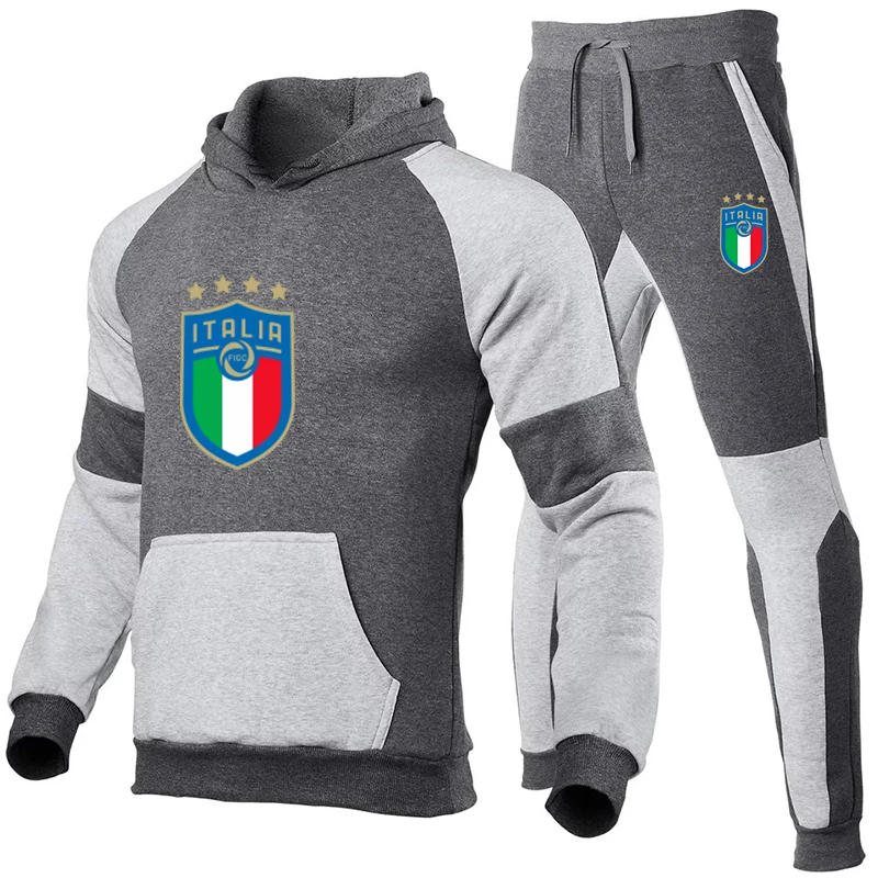

Autumn Sports 2 Pieces Sets Italy National Team Jersey Tracksuit Sets For Men Women Hooded Casual Men's Hoodies + Sweatpants