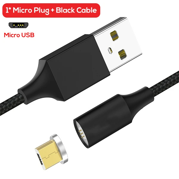 Магнитный мини-кабель-usb для samsung Xiaomi huawei Micro usb type C нейлоновый Плетеный светодиодный кабель USB C для IPhone X XS Max - Цвет: Black Micro Cable