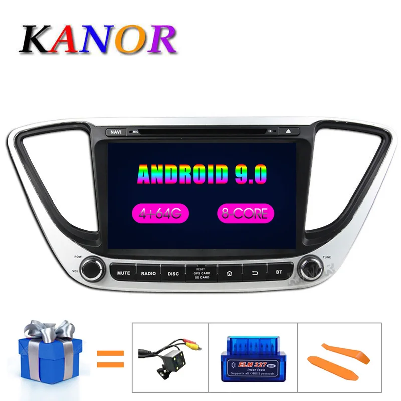 KANOR ips Android 9,0 Восьмиядерный 2din автомобильный радиоприемник для hyundai Solaris Verna навигационное Радио Аудио Видео плеер gps Мультимедиа