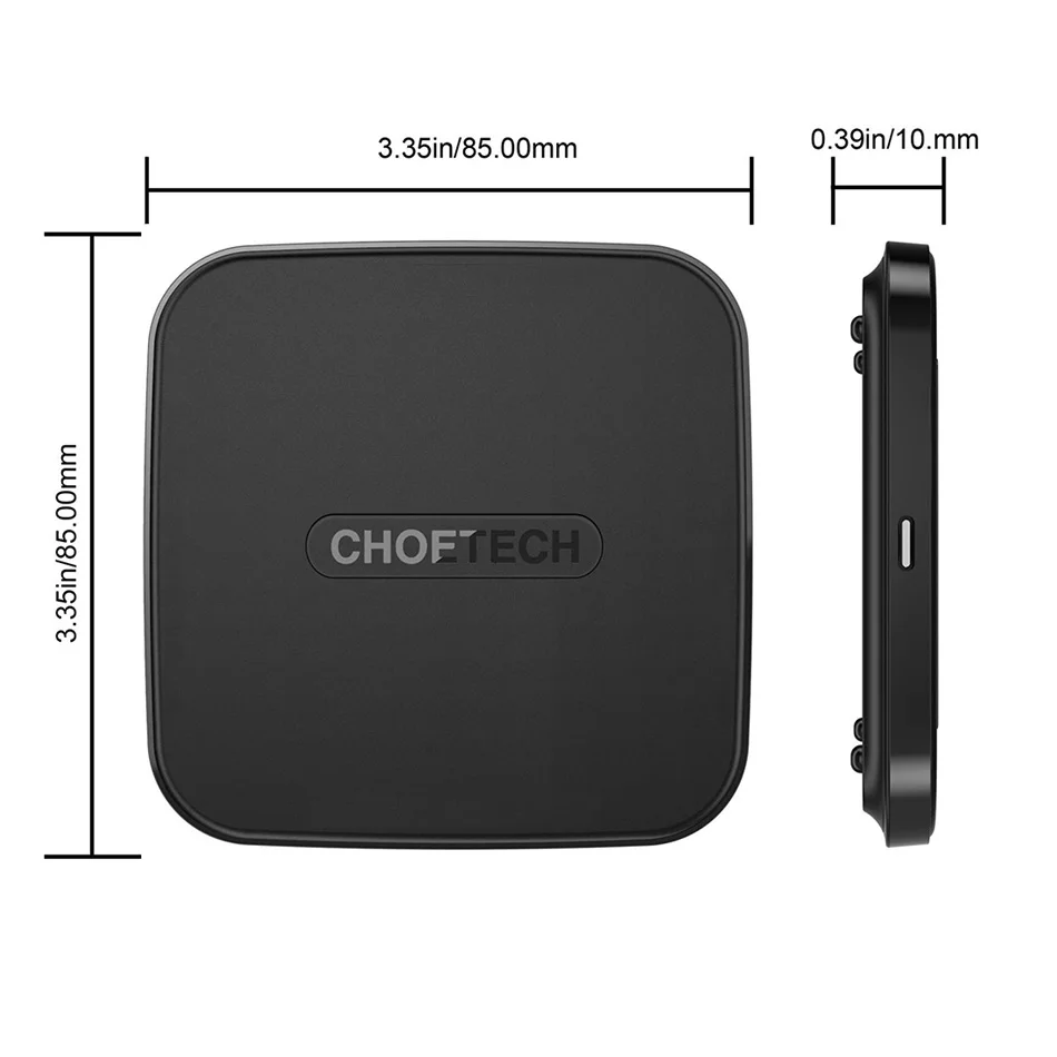 CHOETECH usb type C 10 Вт QI Беспроводное зарядное устройство для iphone 8 Plus 7 6s Беспроводная