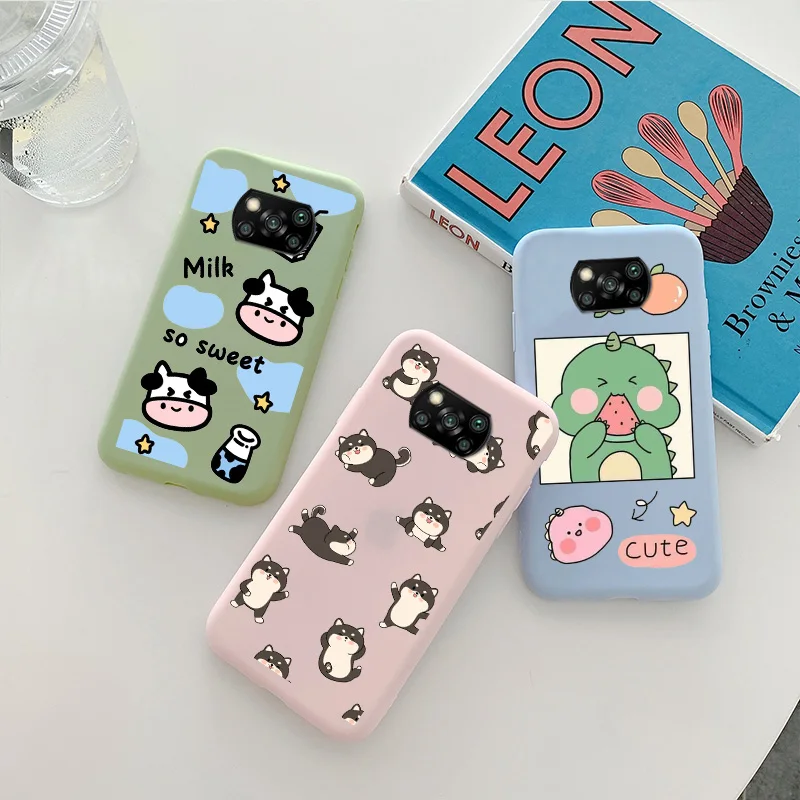 

Cute Animal Fundas Shell For Xiaomi Poco X3 NFC Case Cartoon Silicone Soft TPU Bumper Painted Shockproof Phone Back Cover