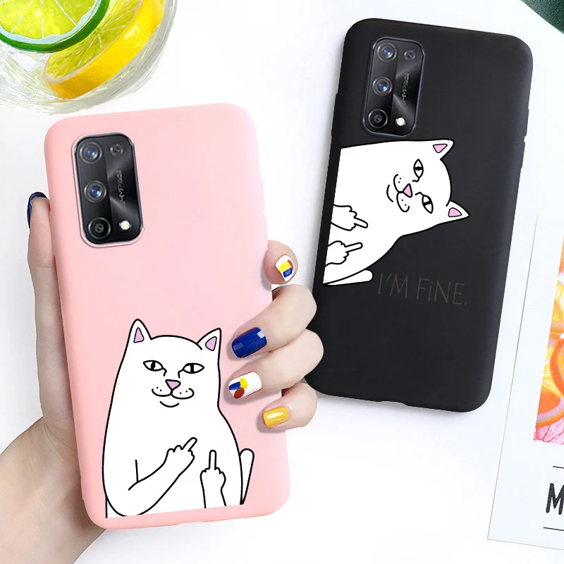 

Cute Cartoon Cat Phone Case For OPPO F17 Case Silicon Fundas Realme 7 6 X7 Pro 7i C17 5 6i X2 X50 Reno 4 Lite 3 Cover Soft Coque