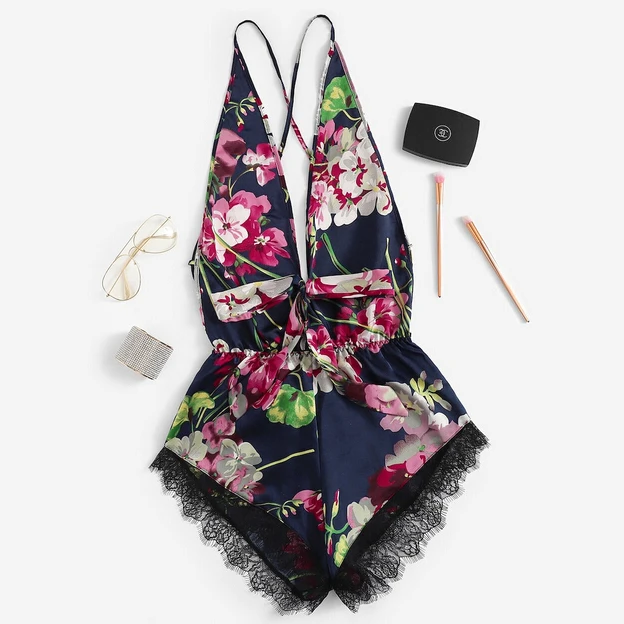 Летнее Сексуальное Женское кружевное ночное белье женские летние цветочные