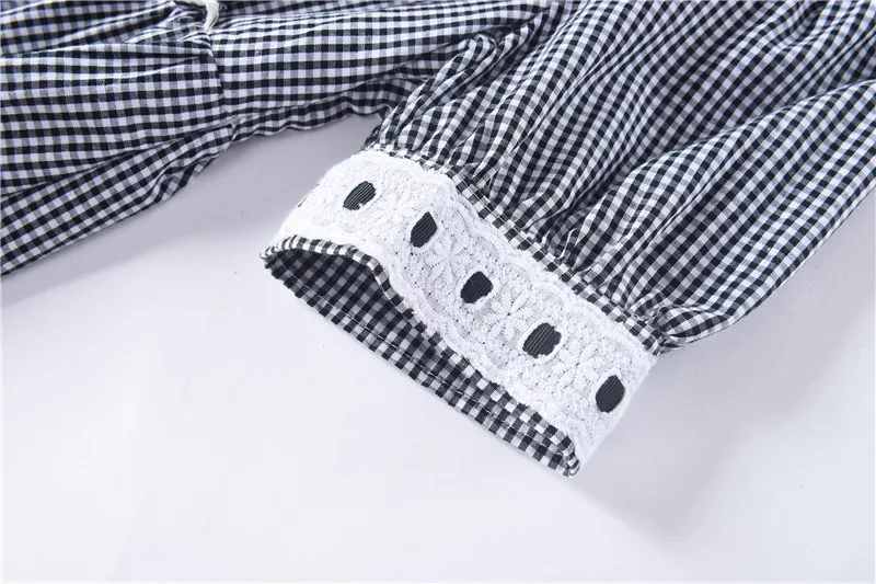 

2020 Plaid Dress Women Summer Waist Hugging Slim-Looking Mid-Length Puff Sleeve Square Collar Dress H0629